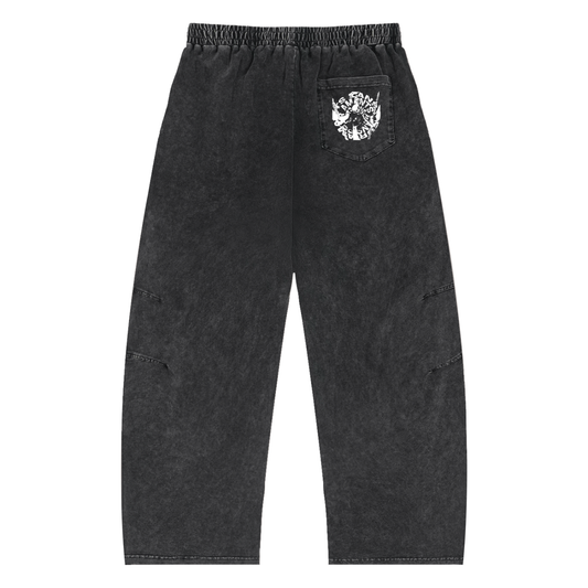 Snow Wash Drawstring Cotton Pants